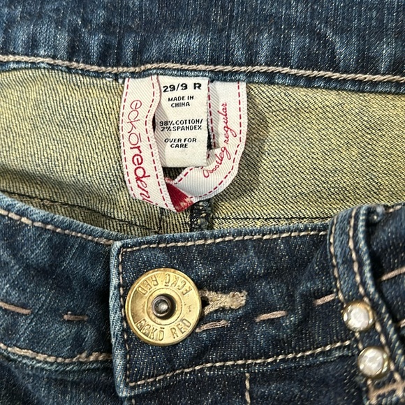Echo Red Bootleg Regular Jeans Bling Bejeweled Rhinestone Size 29/9 R - Picture 11 of 13